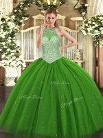 Tulle Sleeveless Floor Length Vestidos de Quinceanera and Beading