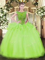 Sophisticated Beading Sweet 16 Dresses Yellow Green Zipper Cap Sleeves Floor Length(SKU SJQDDT1196002-3BIZ)