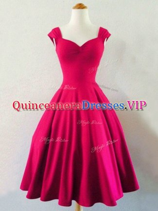 Hot Pink Damas Dress Prom and Party and Wedding Party with Ruching Straps Sleeveless Lace Up