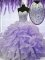 Lavender Sleeveless Floor Length Beading and Ruffles Lace Up Sweet 16 Dress