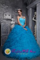 Charenton-le-Pont France Sweetheart Beaded Decorate Ruffles Customize Baby Blue Quinceanera Dresses For Sweet 16