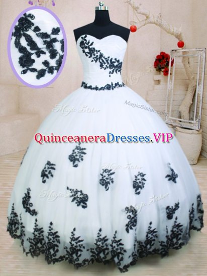 Vintage White Organza Lace Up Quinceanera Dresses Sleeveless Floor Length Appliques - Click Image to Close