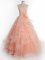 Trendy Peach Straps Neckline Ruffles Quinceanera Gown Sleeveless Lace Up