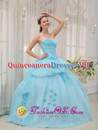 Pembroke Massachusetts/MA Inexpensive Light Blue Sweethear Strapless Floor-length Ruched Bodice Sweet 16 Dress For Quinceanera Gown