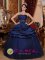 Aventura FL Customize Navy Blue Pick-ups Beading and Ruch Quinceanera Dress With Strapless Tulle and Taffeta Ball Gown