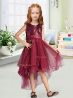 Organza Sleeveless High Low Child Pageant Dress and Sequins and Bowknot(SKU YCLD076-2BIZ)