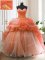 Colorful Orange Red Ball Gowns Beading and Ruffled Layers Ball Gown Prom Dress Lace Up Organza Sleeveless With Train