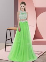 Floor Length Quinceanera Court of Honor Dress Tulle Sleeveless Lace