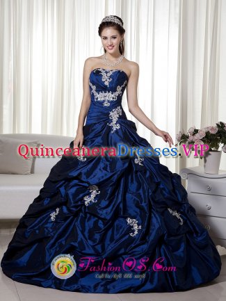 Truth or Consequences New mexico /NM Remarkable A-line Navy Blue Quinceanera Dress With Appliques and Pick-ups Sweetheart