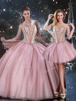 Romantic Lilac Tulle Lace Up Sweetheart Sleeveless Floor Length Quinceanera Dresses Beading(SKU QDDTA93001-9BIZ)