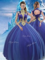 Appliques Sweet 16 Quinceanera Dress Royal Blue Lace Up Sleeveless Floor Length(SKU PSSW0663MTBIZ)