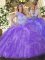 Graceful Lavender Scoop Neckline Beading and Ruffles Vestidos de Quinceanera Sleeveless Zipper