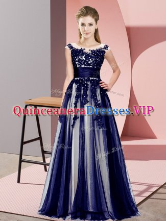 Sleeveless Beading and Lace Zipper Dama Dress