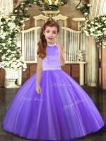 Lavender Sleeveless Tulle Backless Kids Formal Wear for Party and Wedding Party