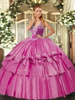 Floor Length Ball Gowns Sleeveless Lilac Vestidos de Quinceanera Lace Up