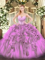 Organza Sweetheart Sleeveless Lace Up Beading and Ruffles Quinceanera Dress in Lilac(SKU SJQDDT1411002-2BIZ)