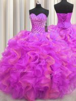 Multi-color Sleeveless Beading and Ruffles Floor Length Sweet 16 Dress