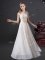 Trendy Scoop White Empire Lace and Appliques and Bowknot Court Dresses for Sweet 16 Zipper Chiffon Sleeveless Floor Length