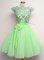 Scalloped Cap Sleeves Chiffon Quinceanera Dama Dress Lace and Belt Lace Up