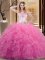 Superior Rose Pink 15th Birthday Dress Military Ball and Sweet 16 and Quinceanera with Embroidery Strapless Sleeveless Lace Up