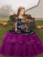 Popular Fuchsia Long Sleeves Embroidery Floor Length Little Girls Pageant Dress Wholesale(SKU PAG1283-10BIZ)