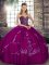 Sweetheart Sleeveless Lace Up Ball Gown Prom Dress Fuchsia Tulle