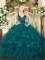 Custom Design Teal Zipper Vestidos de Quinceanera Beading and Ruffles Sleeveless Floor Length