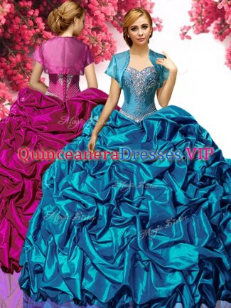 Aqua Blue Sleeveless Sweep Train Beading With Train Quinceanera Dresses