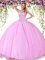 Admirable Sweetheart Sleeveless Quinceanera Gowns Floor Length Beading Rose Pink Tulle