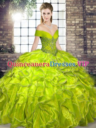 New Style Sleeveless Beading and Ruffles Lace Up 15 Quinceanera Dress