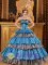 Madison Mississippi/MS Stylish Sky Blue and Leopard For Quinceanera Dress With Ruffles Layered Appliques