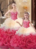 Multi-color Sleeveless Beading and Ruffles Floor Length Quinceanera Dresses