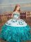 Sweet Aqua Blue Straps Neckline Embroidery and Ruffles Little Girl Pageant Gowns Sleeveless Lace Up