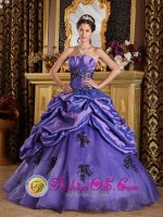 Gloucestershire Cotswolds Princess Purple Strapless Quinceanera Dress With Appliques and Pick- ups