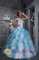 Moon Township Pennsylvania/PA White and Sky Blue Quinceanera Dress With Sweetheart Appliques Decorate