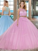 Scoop Sleeveless Court Train Beading Zipper 15 Quinceanera Dress