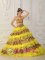 Eisenberg Germany The Most Fabulous Leopard and Organza Ruffles Yellow Quinceanera Dress With Sweetheart Neckline