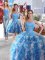 Simple Three Piece Blue And White Quinceanera Dresses Military Ball and Sweet 16 and Quinceanera with Beading Sweetheart Sleeveless Lace Up