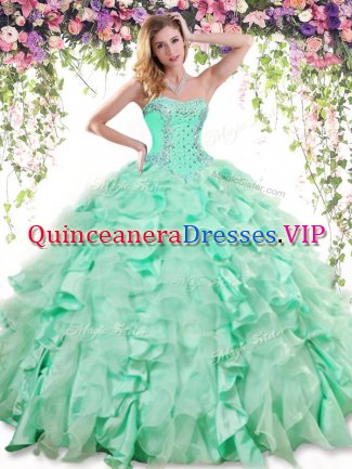 Sleeveless Beading and Ruffles Lace Up Vestidos de Quinceanera