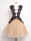 Champagne Sleeveless Lace Knee Length Quinceanera Dama Dress