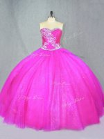 Customized Fuchsia Ball Gowns Sweetheart Sleeveless Tulle Floor Length Lace Up Beading Quince Ball Gowns(SKU PSSW1030A-1BIZ)