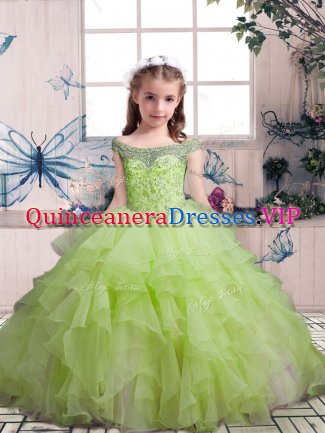 Organza Sleeveless Floor Length Little Girls Pageant Dress Wholesale and Beading and Ruffles