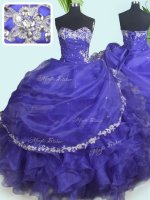 Unique Purple Military Ball Dresses For Women Military Ball and Sweet 16 and Quinceanera with Beading and Appliques Sweetheart Sleeveless Lace Up