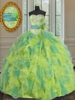 Captivating Floor Length Ball Gowns Sleeveless Multi-color Vestidos de Quinceanera Lace Up