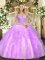 Lilac V-neck Lace Up Beading and Ruffles Sweet 16 Dress Sleeveless