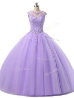 Floor Length Lavender Vestidos de Quinceanera Tulle Sleeveless Beading and Lace(SKU SWQD248-8BIZ)