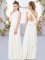 Luxury Floor Length Criss Cross Dama Dress White for Wedding Party with Lace