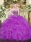 Ball Gowns Sweet 16 Quinceanera Dress Fuchsia Sweetheart Organza Sleeveless Floor Length Lace Up