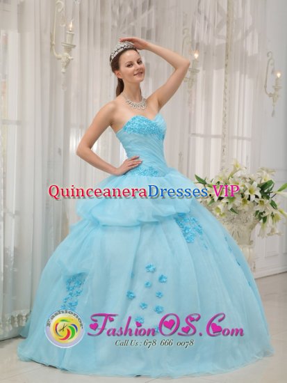 Loddon Norfolk Inexpensive Light Blue Sweethear Strapless Floor-length Ruched Bodice Sweet 16 Dress For Quinceanera Gown - Click Image to Close