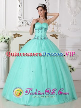 Papplewick East Midlands Elegant Quinceanera Dress For Quinceanera With Turquoise Sweetheart Neckline And EXquisite Appliques